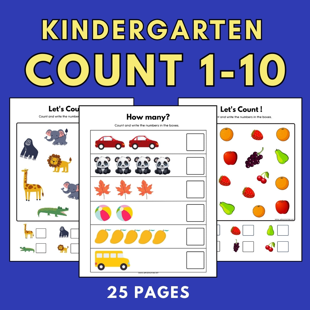 Counting Numbers 1-10 Worksheet for Preschool & Kindergarten