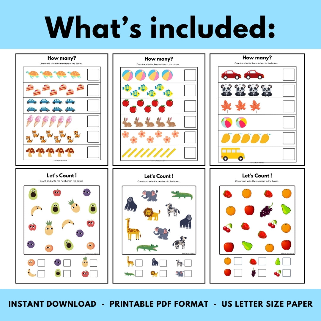 Counting Numbers 1-10 Worksheet for Preschool & Kindergarten