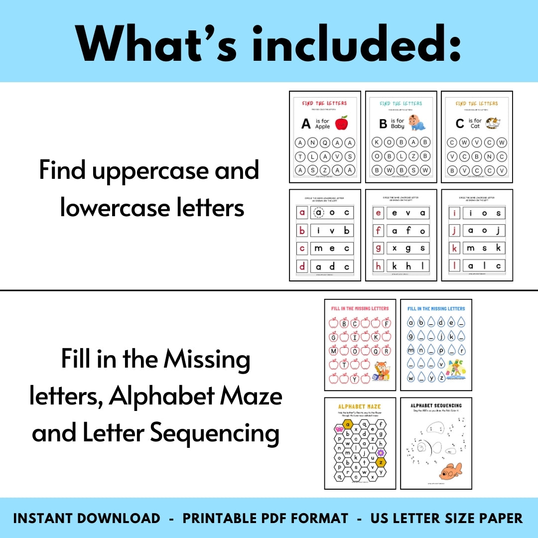 Alphabet Worksheets for Preschool & Kindergarten