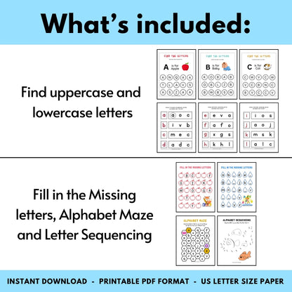 Alphabet Worksheets for Preschool & Kindergarten